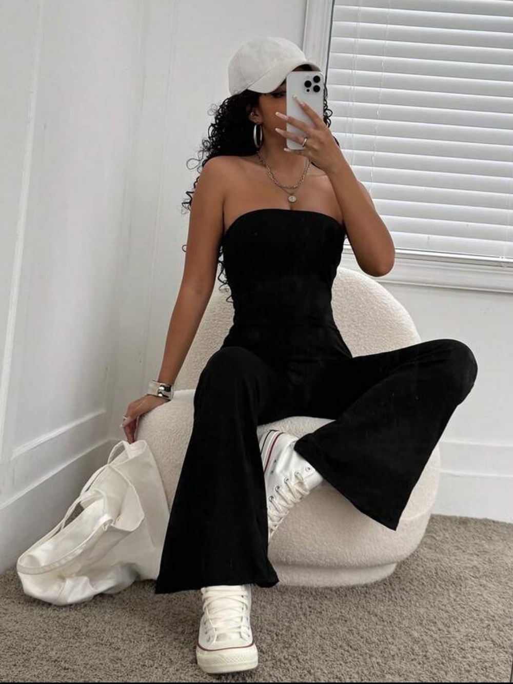 Women's Tube Top Romper With Flared Pants